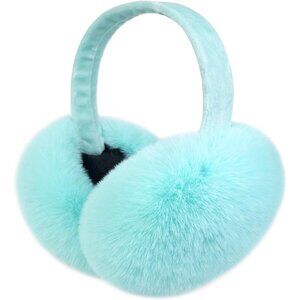 Women Winter Ear Muffs Faux Fur Warm Earmuffs Foldable Ear Warmers Light Mint